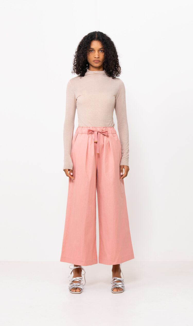 Pink ribbon tie culottes