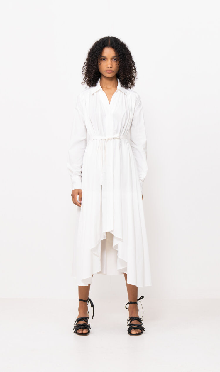 White waterfall dress