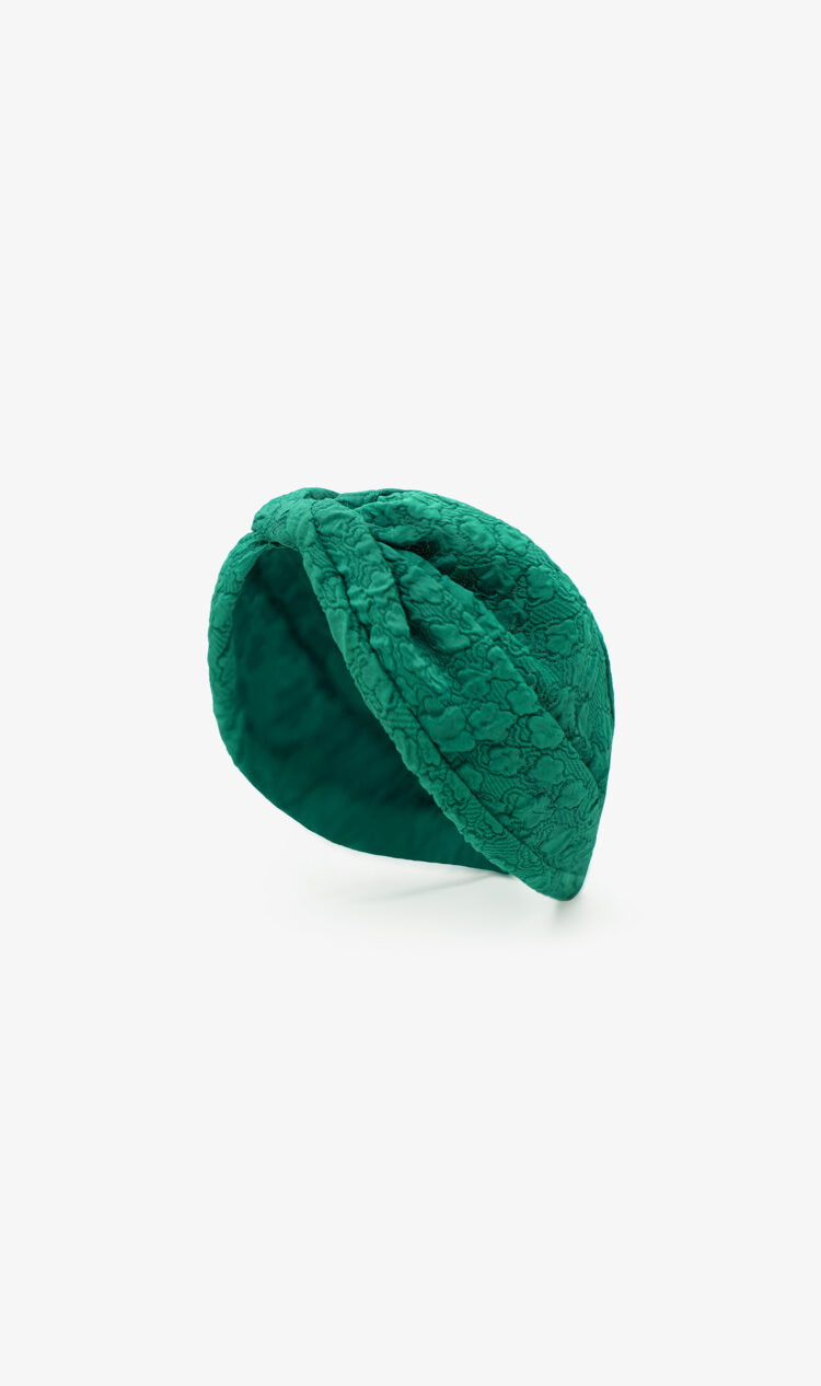 Green floral embossed headband