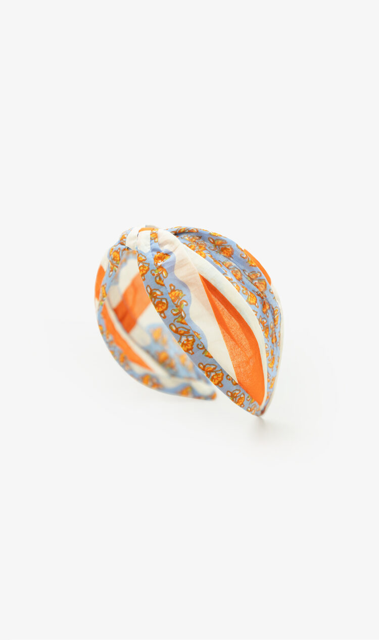 Orange scarf print headband