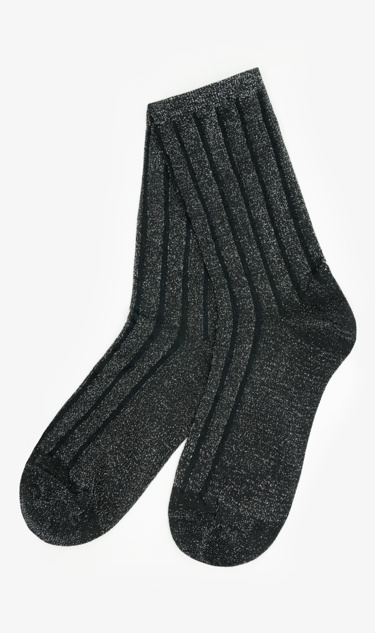 Black glitter stripe socks
