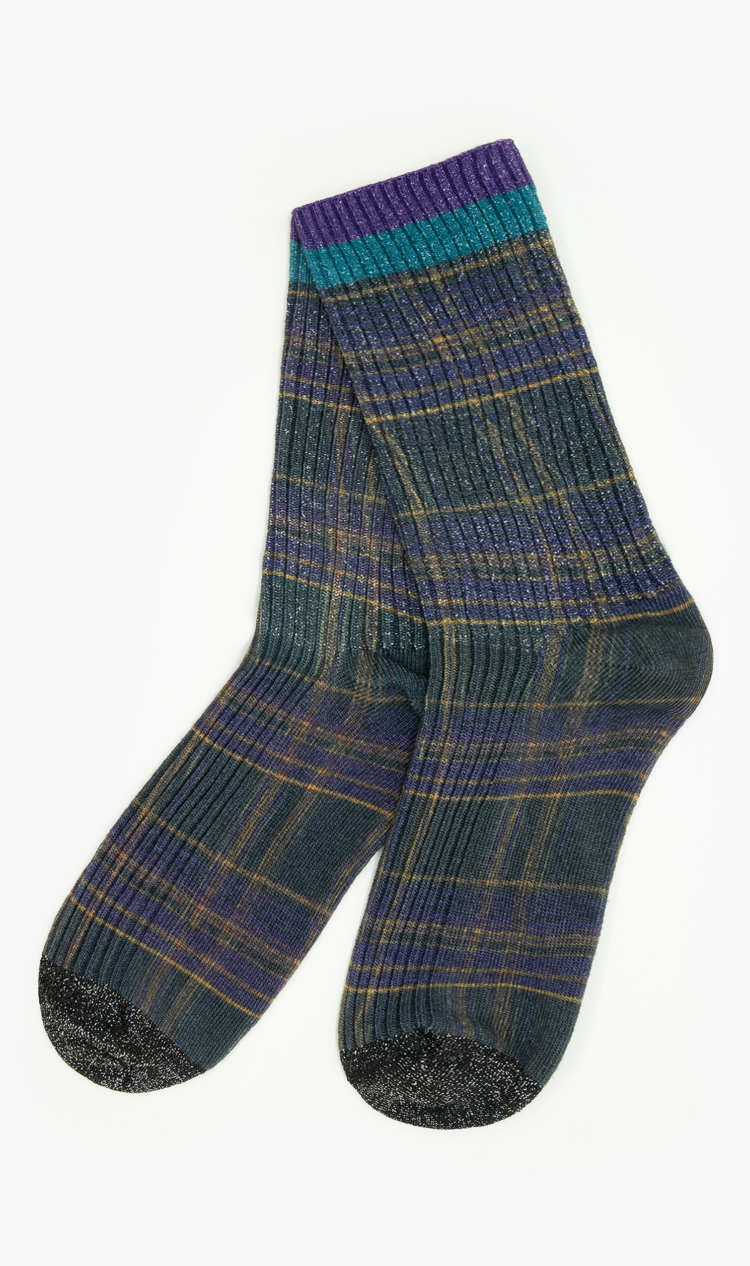 Charcoal glitter check socks