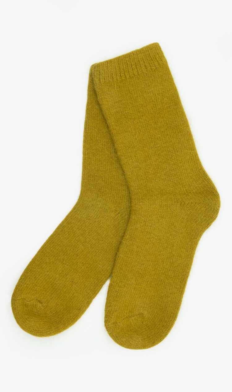 Ochre angora socks