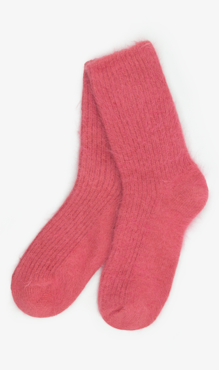 Raspberry angora socks