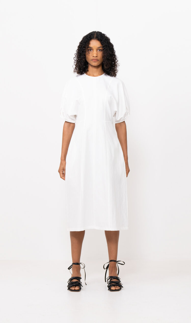 White structured cotton dress
