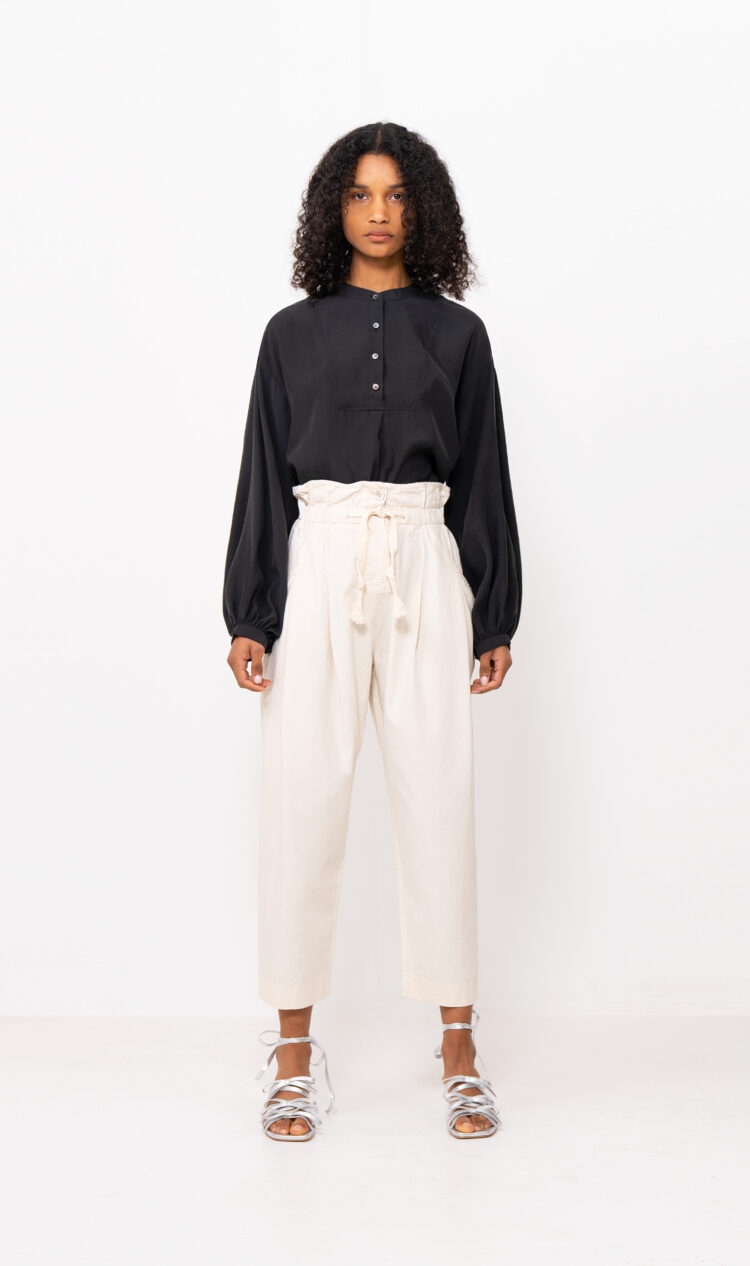 Off-white paperbag trousers
