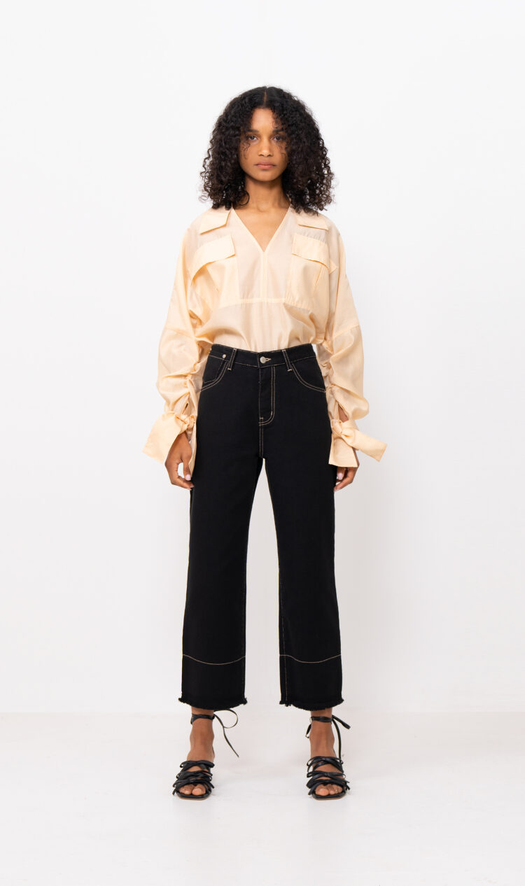 Black raw hem jeans