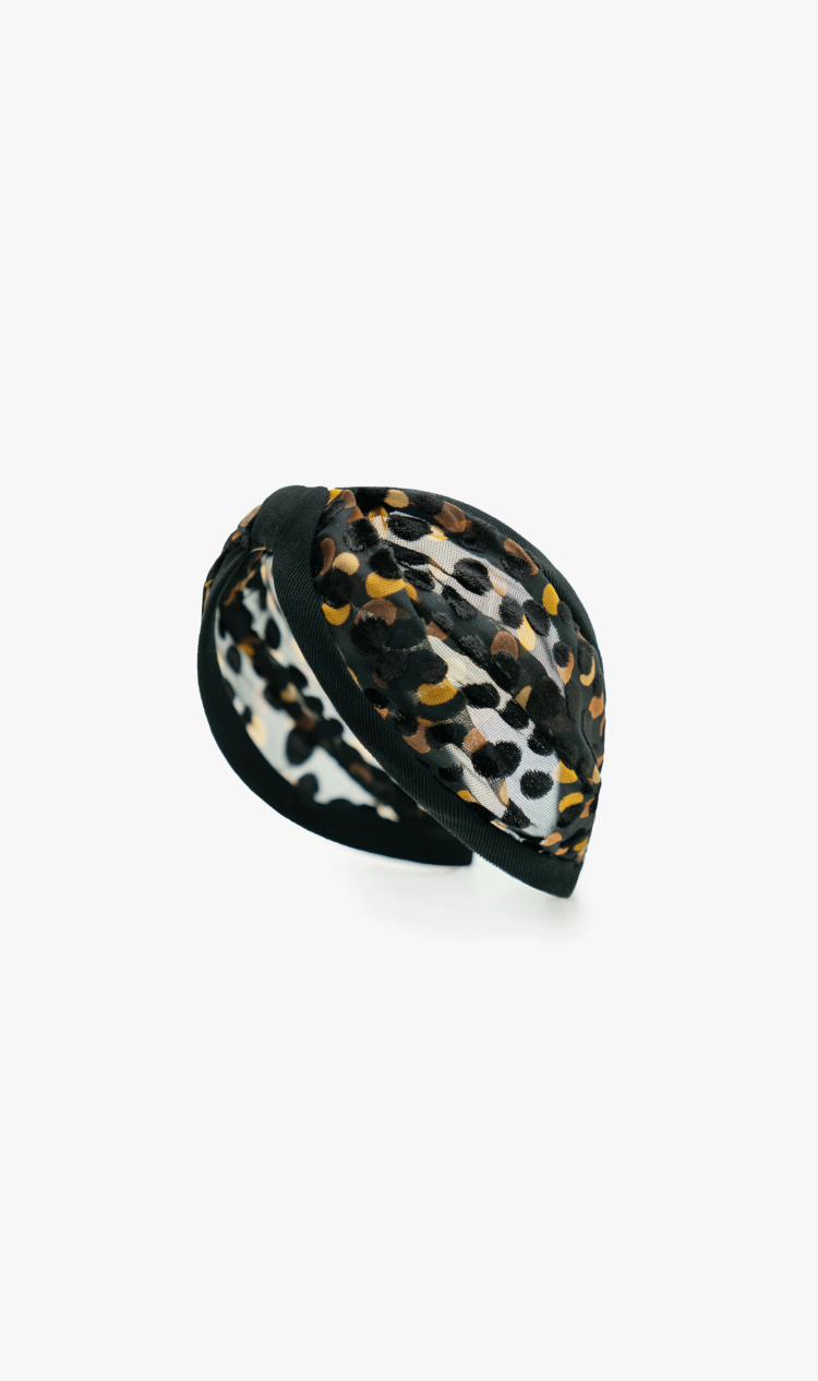 Black velvet dot headband