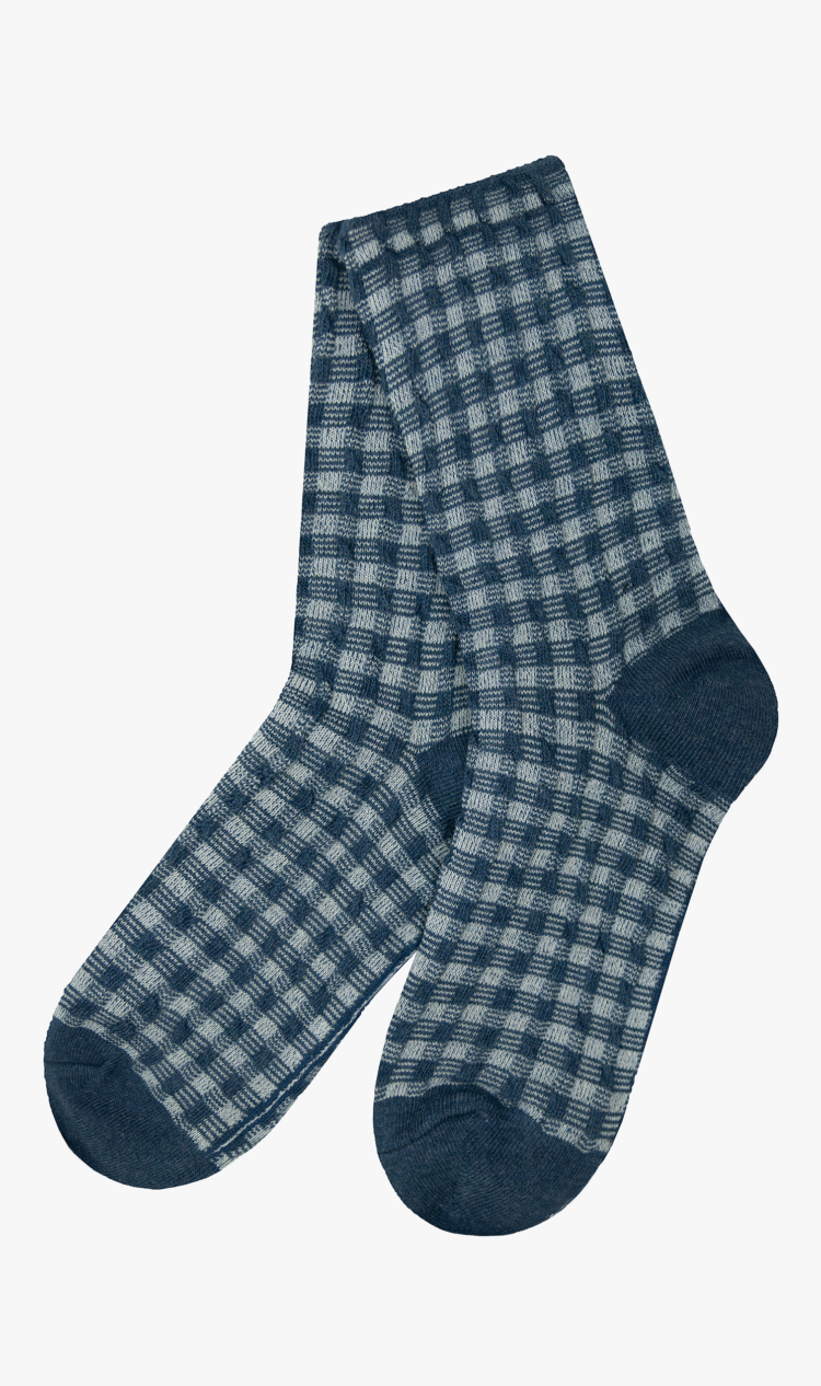 Navy check socks