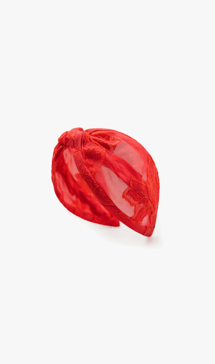 Red textured leaf headband