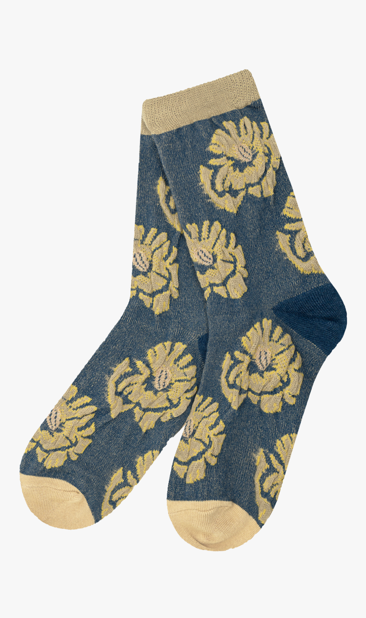 Taupe abstract floral socks