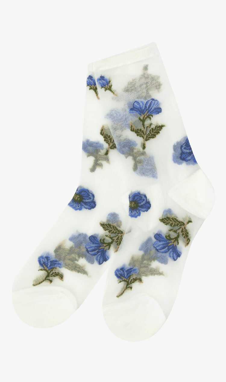 White floral sheer socks