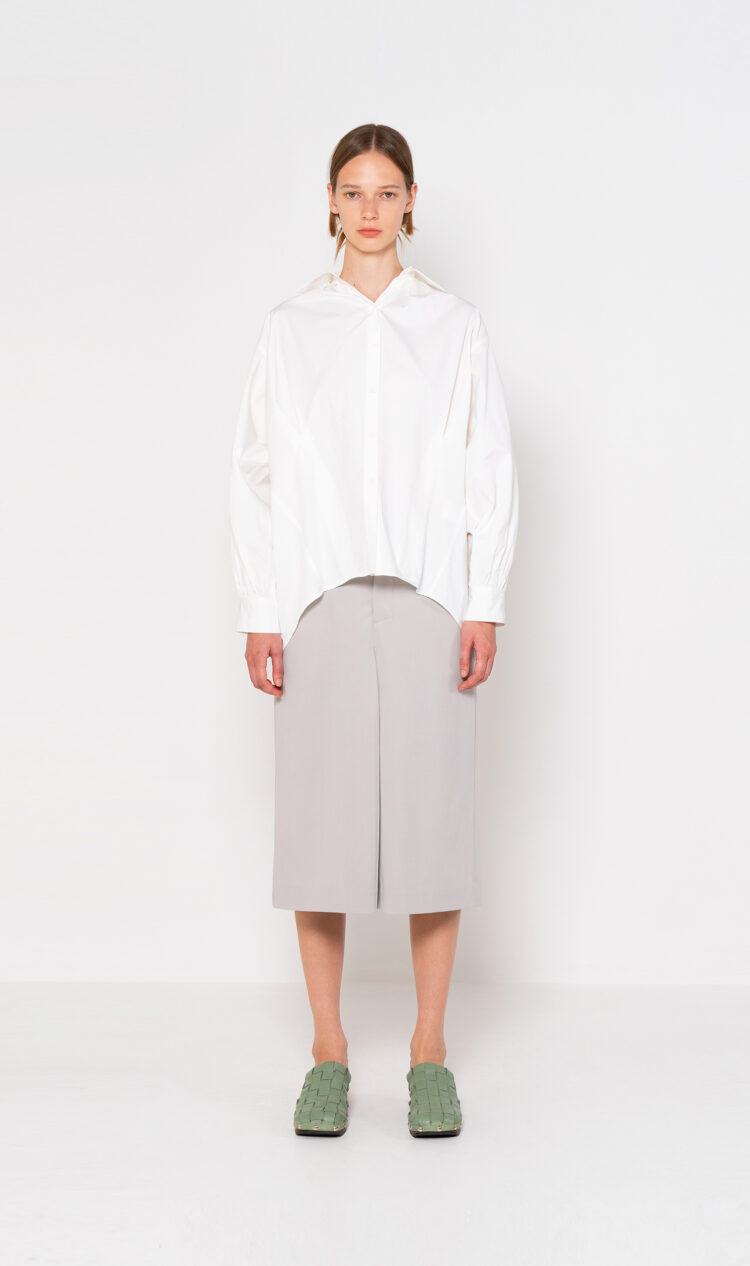 White pleated back shirt