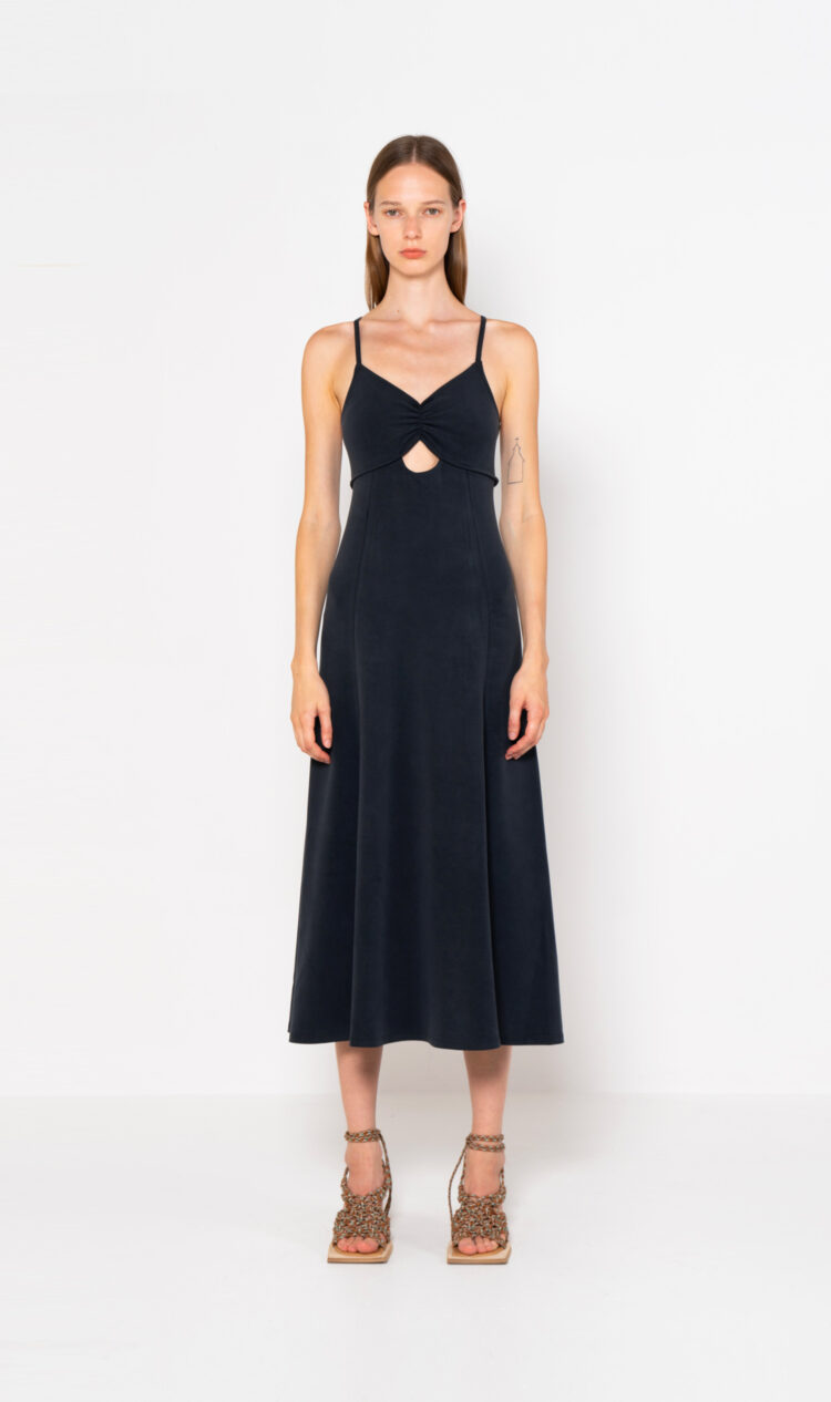 Black cut-out slip dress