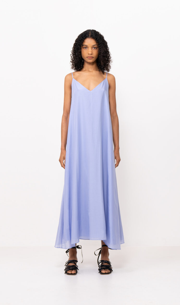 Sky silk blend slip dress