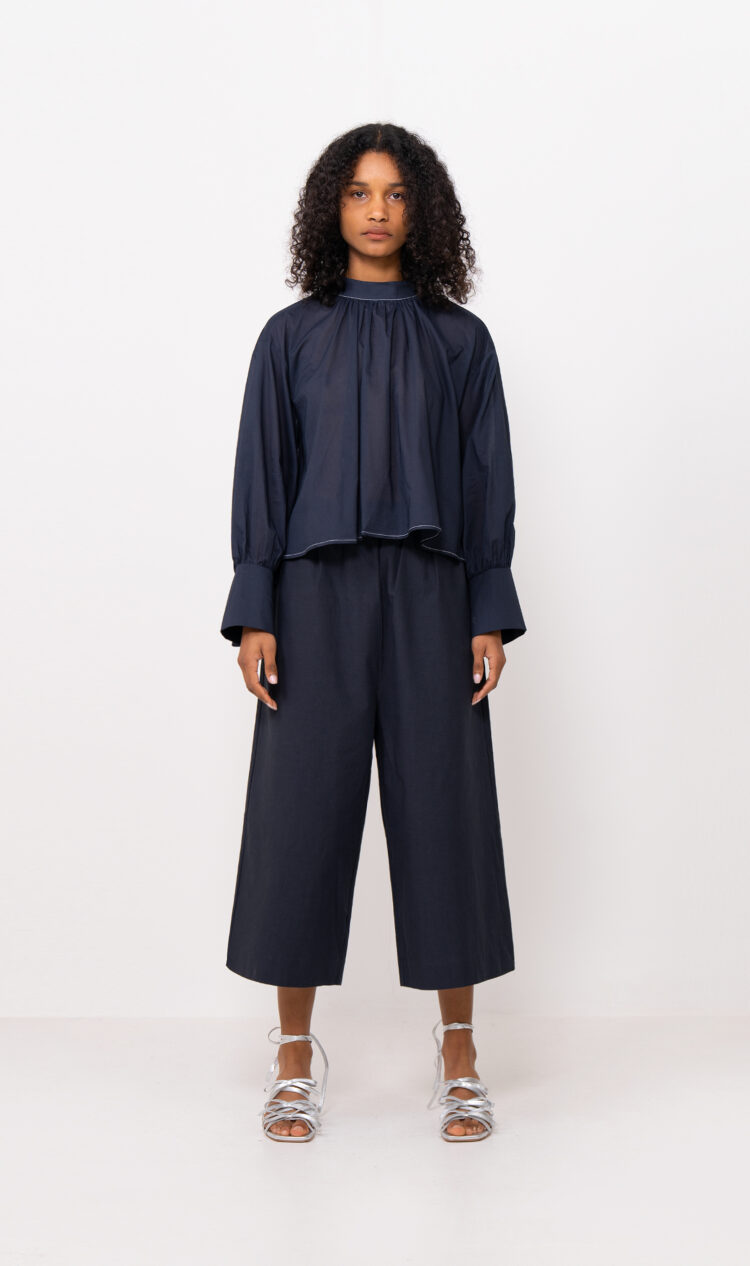 Navy cotton culottes