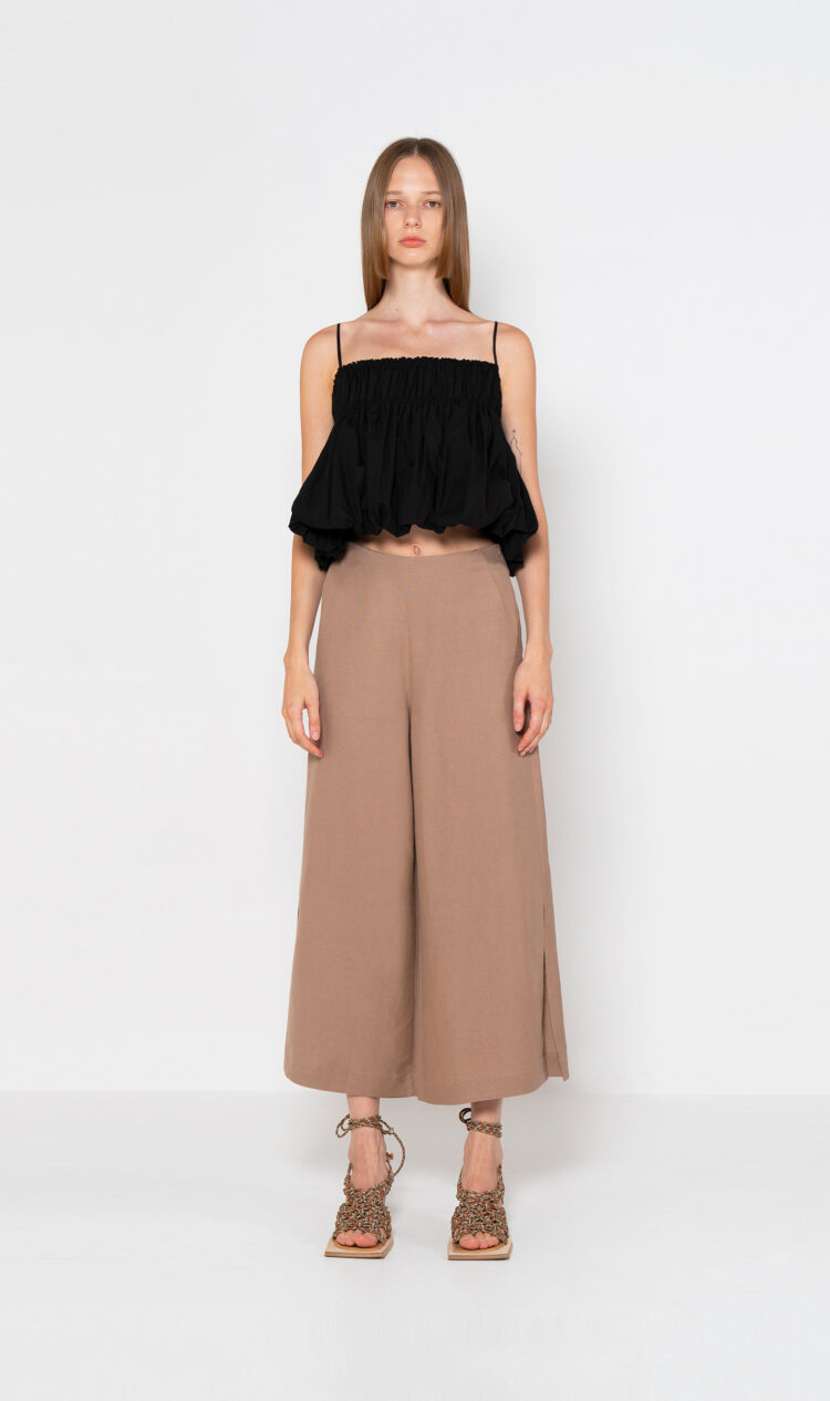 Cocoa side split trousers