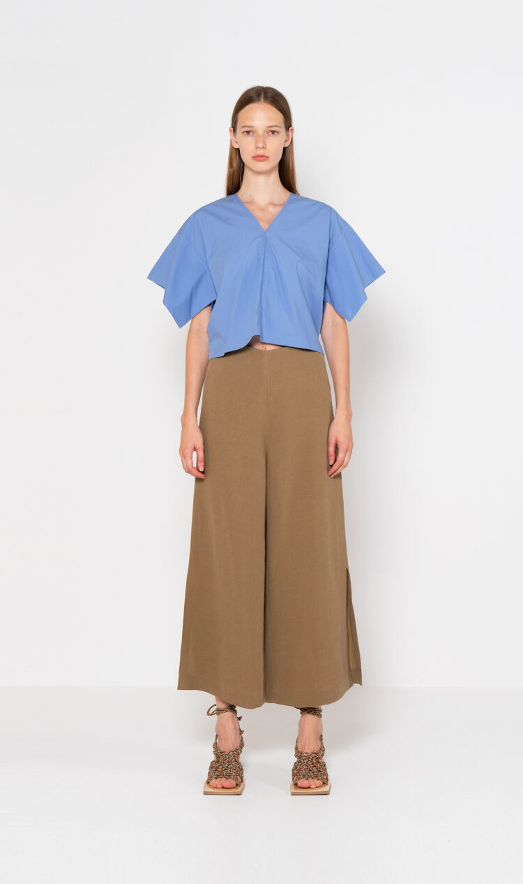 Khaki side split trousers