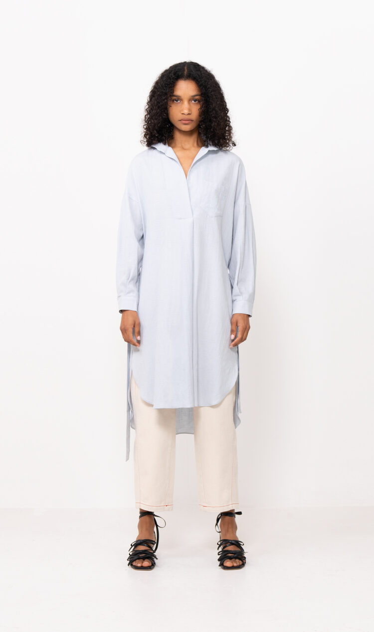 Sky linen shirt dress