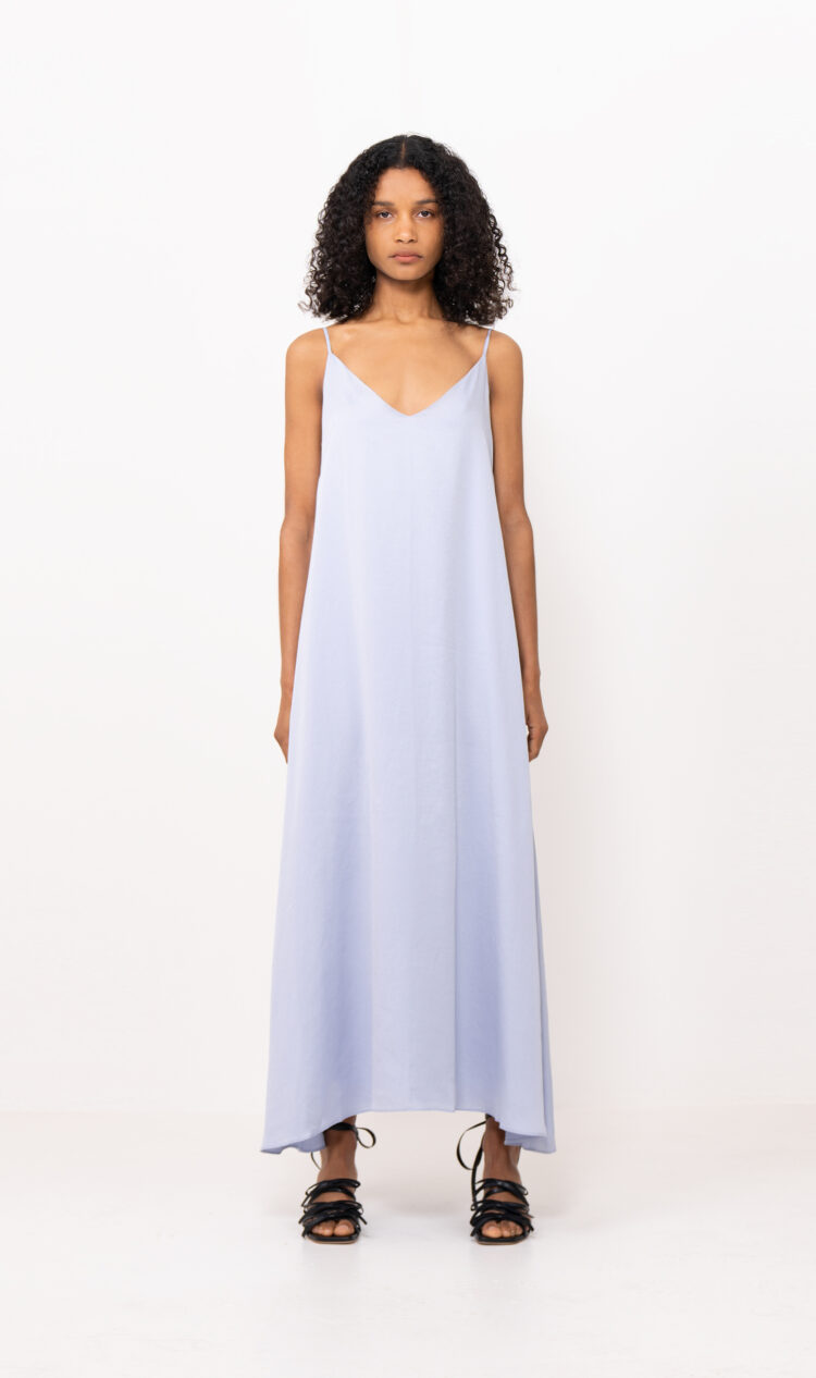 Sky satin slip dress