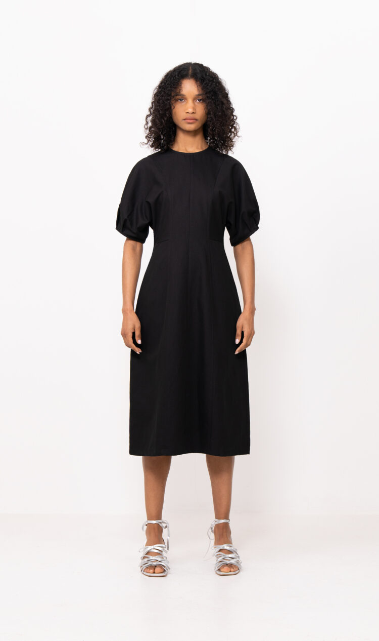 Black structured cotton dress