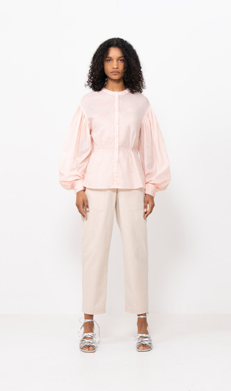 Pink cinched illusion shirt
