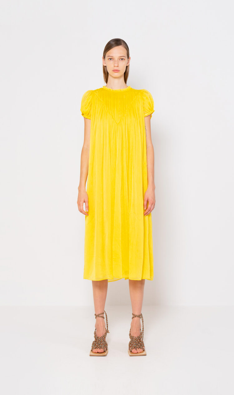 Yellow trapeze dress