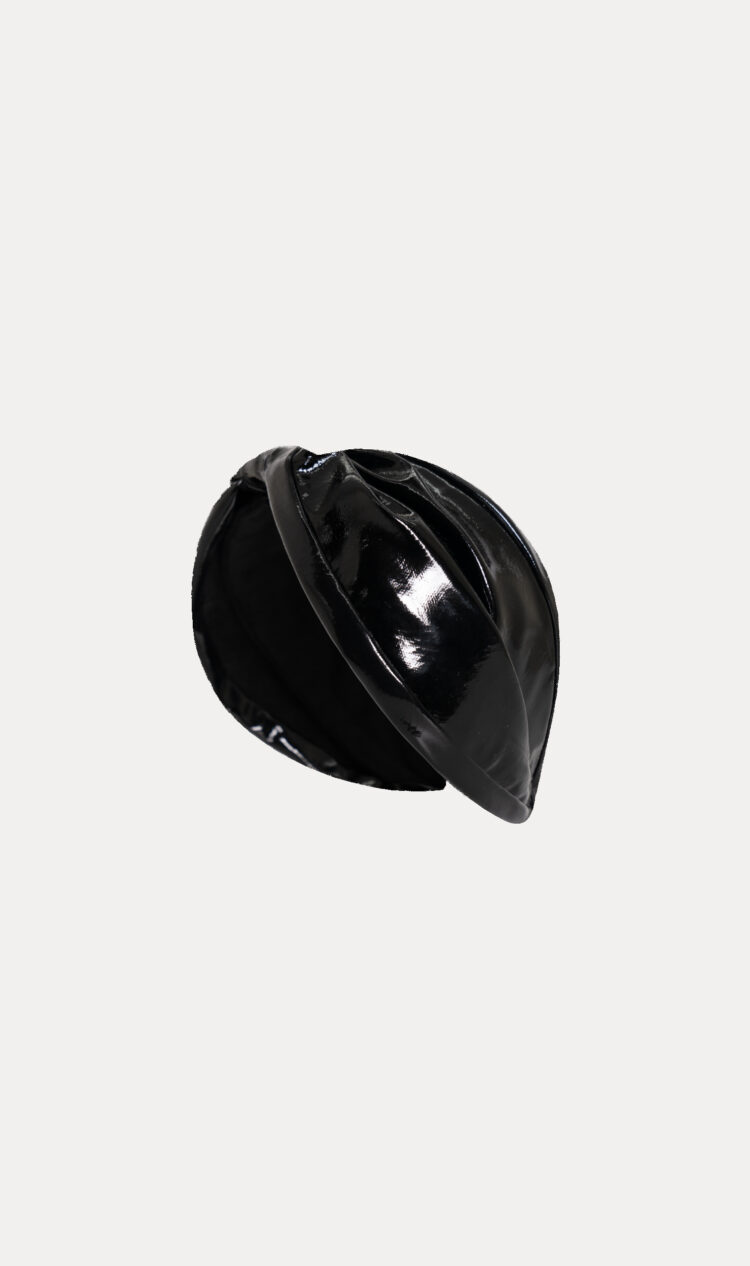 Black patent vegan leather headband