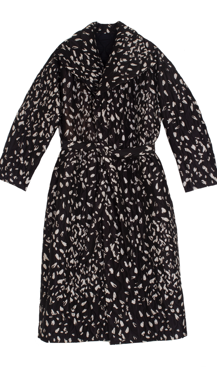 BLACK-PRINT QUILTED COAT