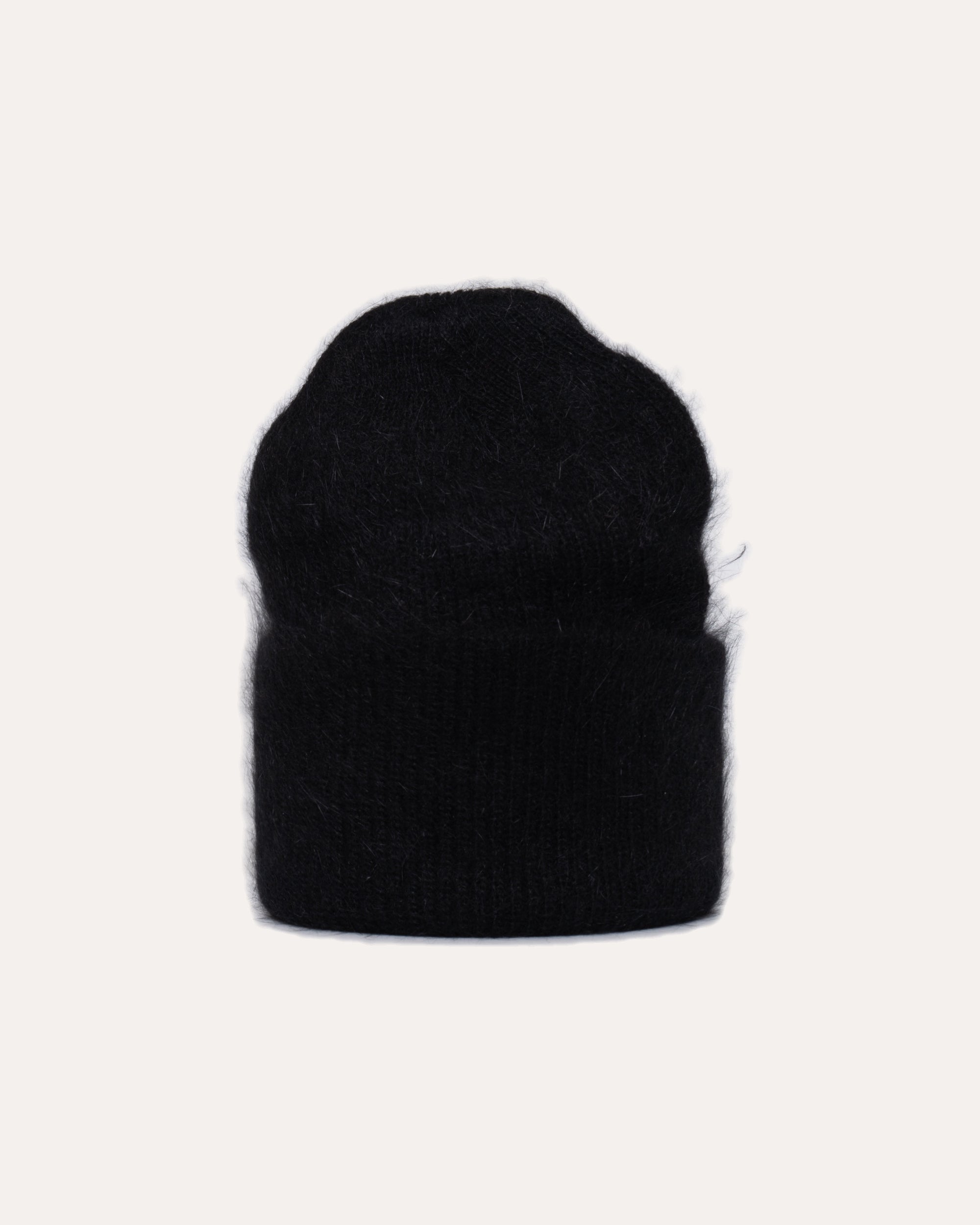 BLACK ANGORA BEANIE