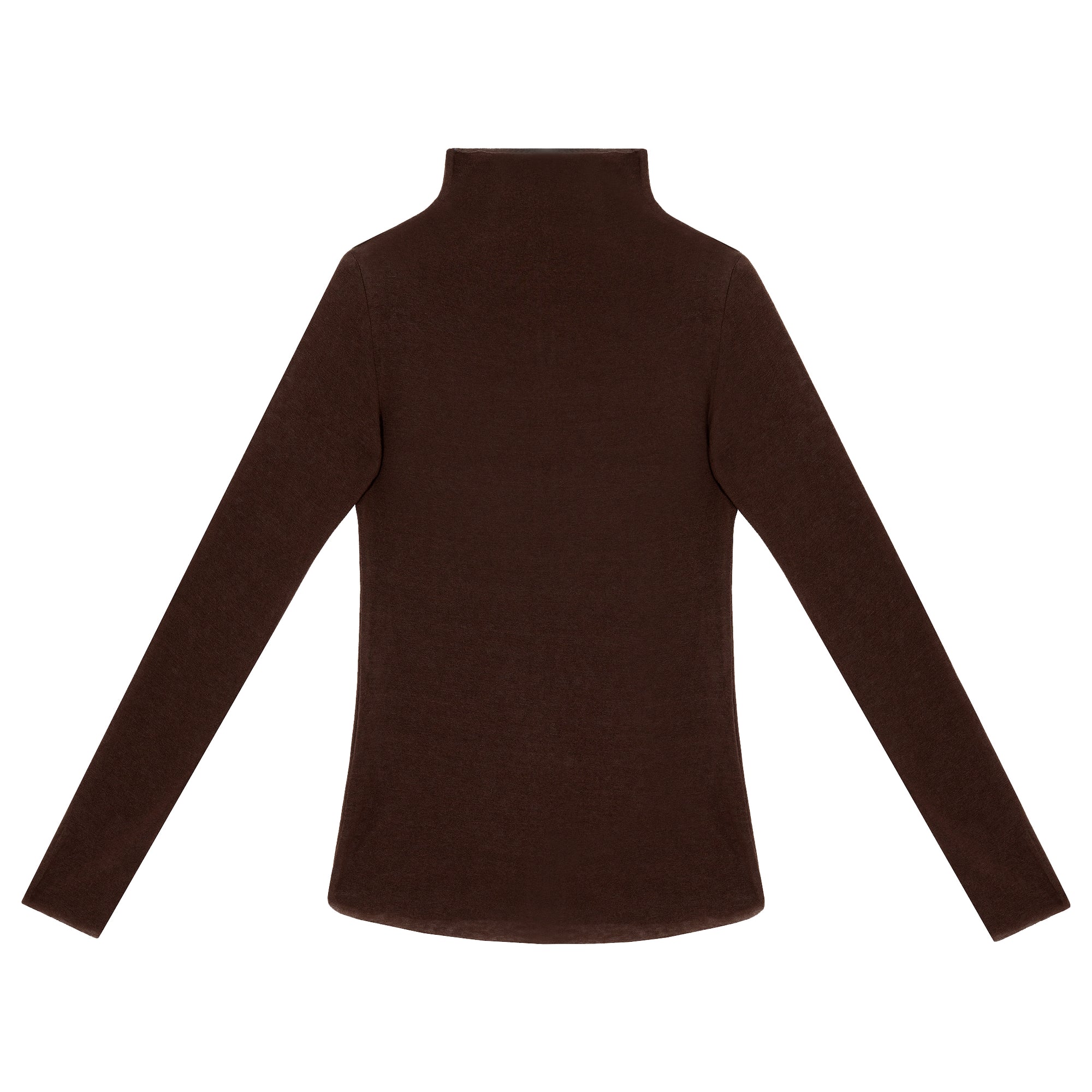 Brown Funnel Neck Long Sleeve Top