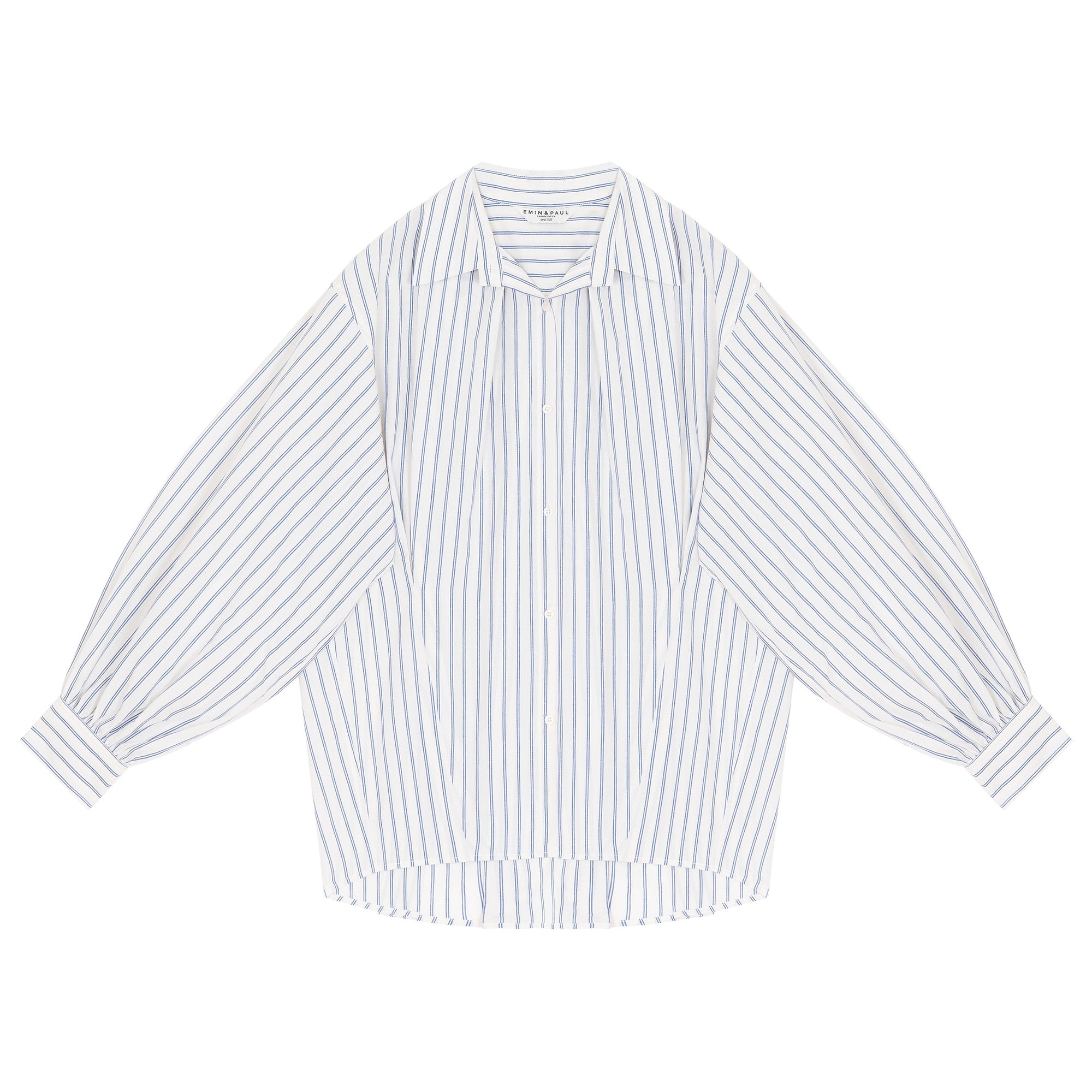 Striped Gather Cuff Long Sleeve Shirt
