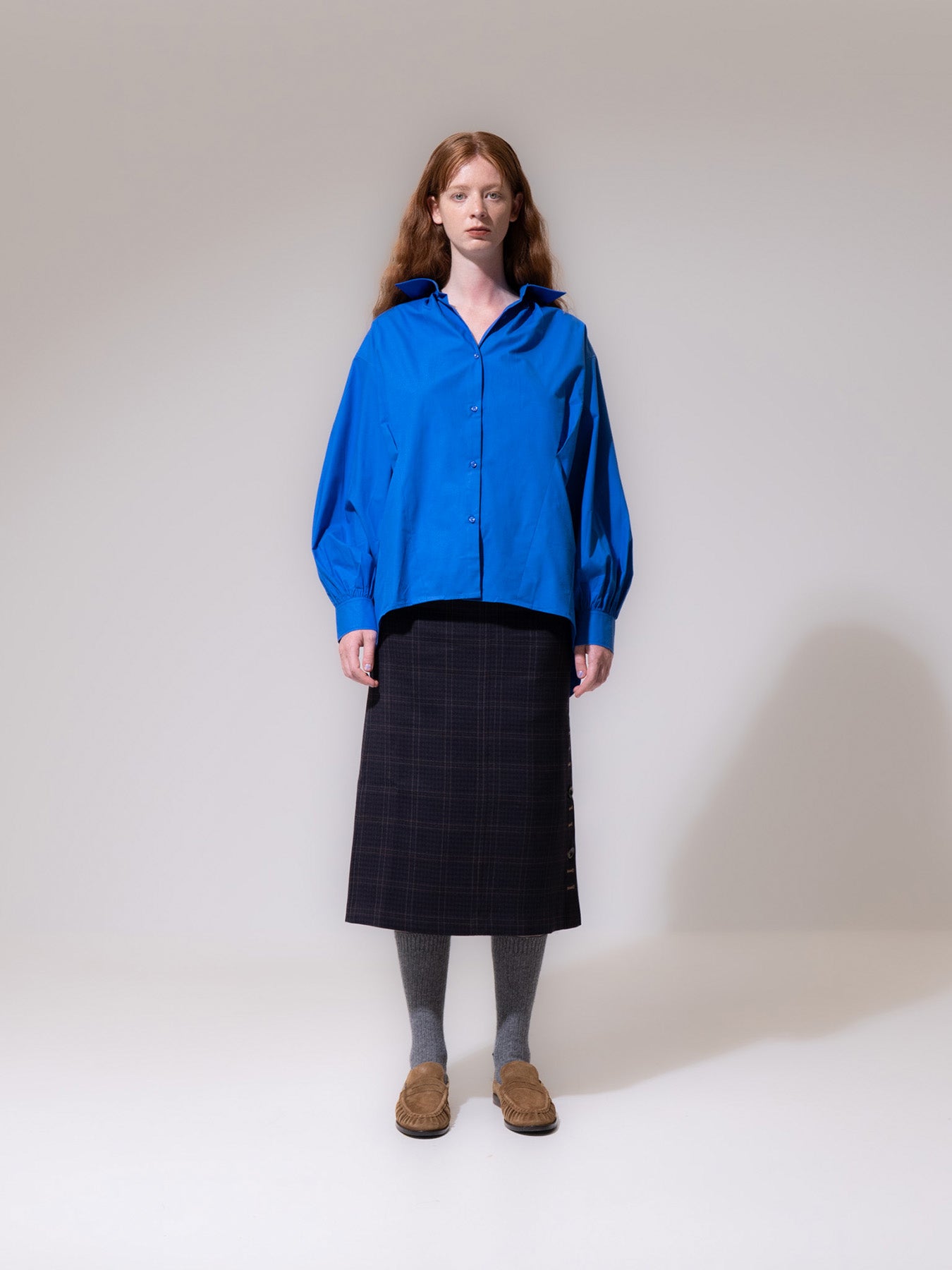 Cobalt Gather Cuff Long Sleeve Shirt