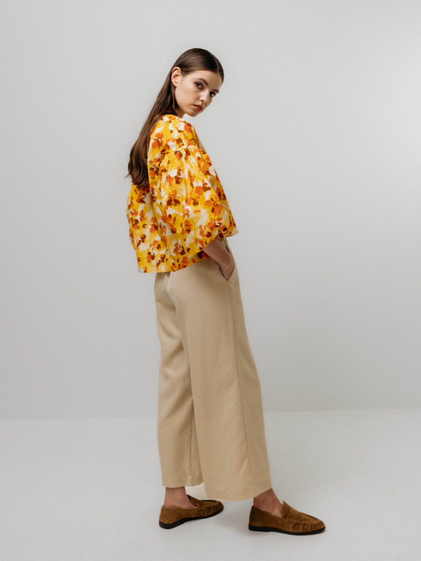 Yellow Puff Sleeve Blouse