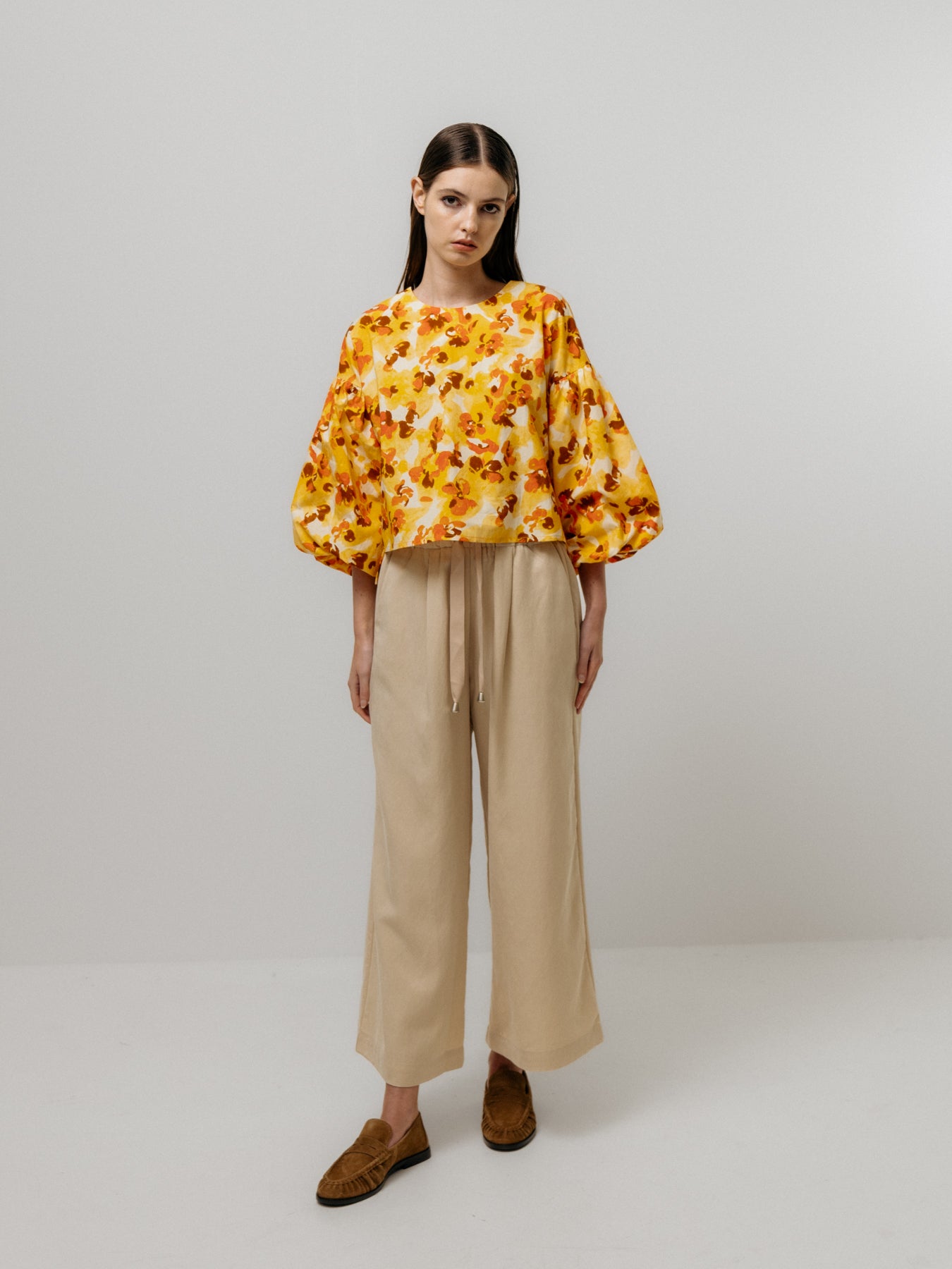 Yellow Puff Sleeve Blouse