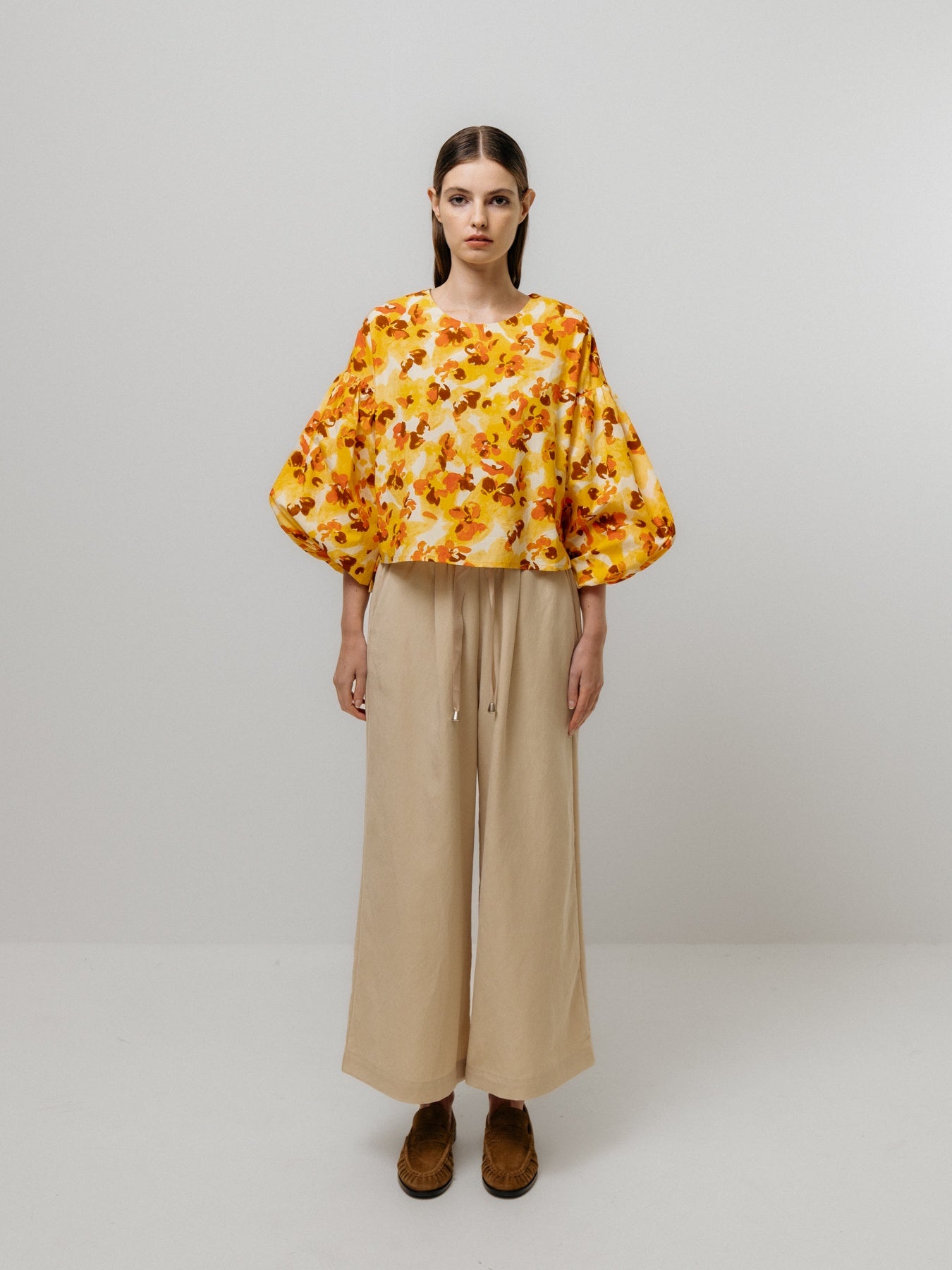 Yellow Puff Sleeve Blouse