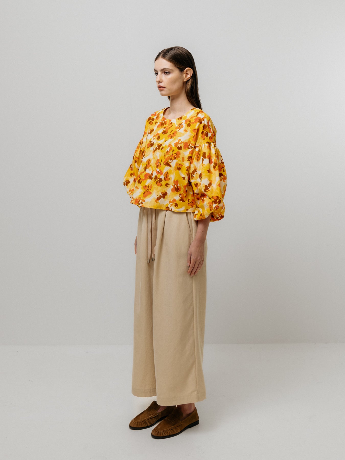 Yellow Puff Sleeve Blouse