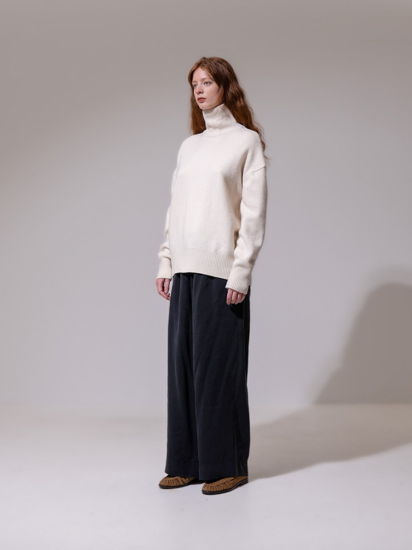 Cream Slouchy Turtleneck