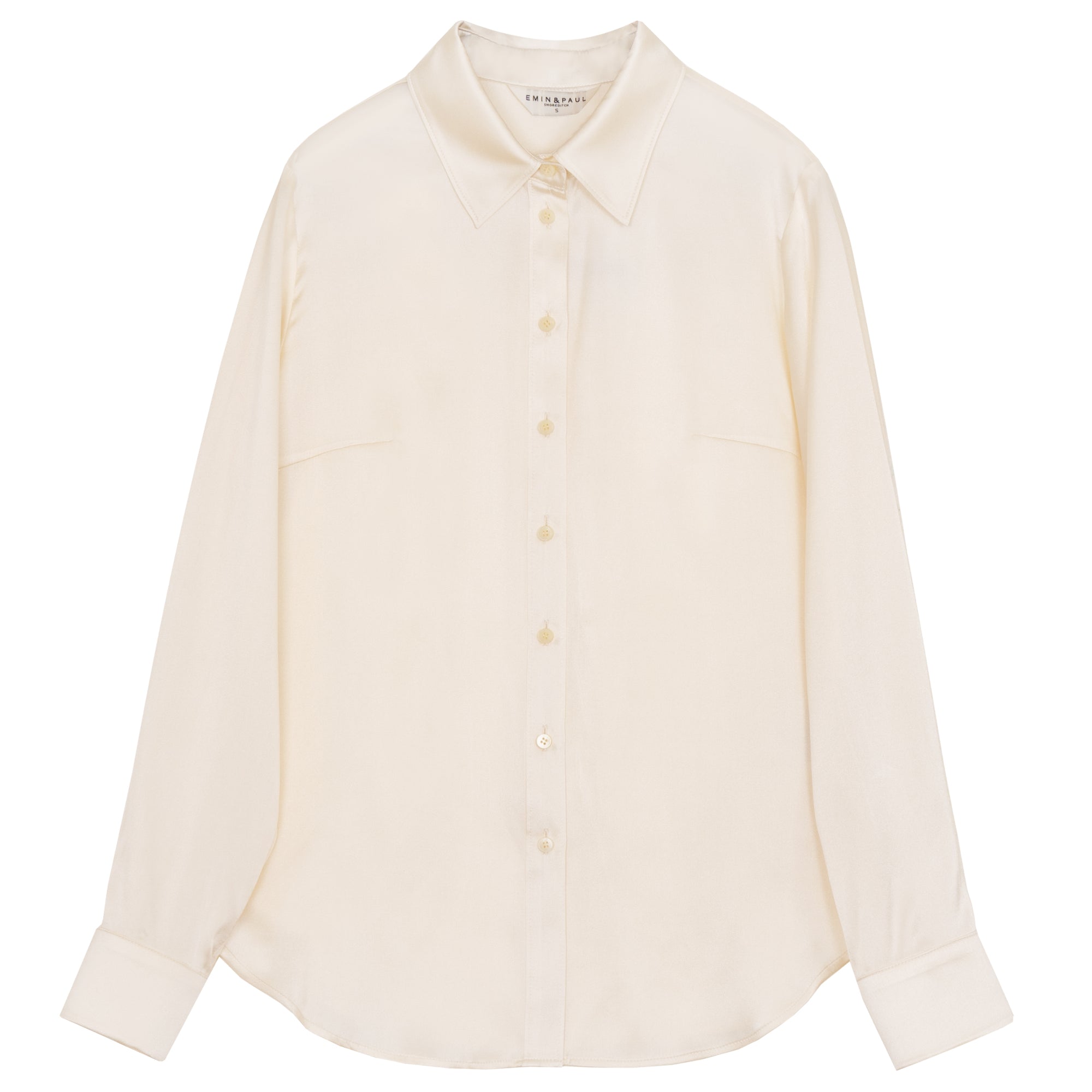 Cream Silk Button-Up Shirt