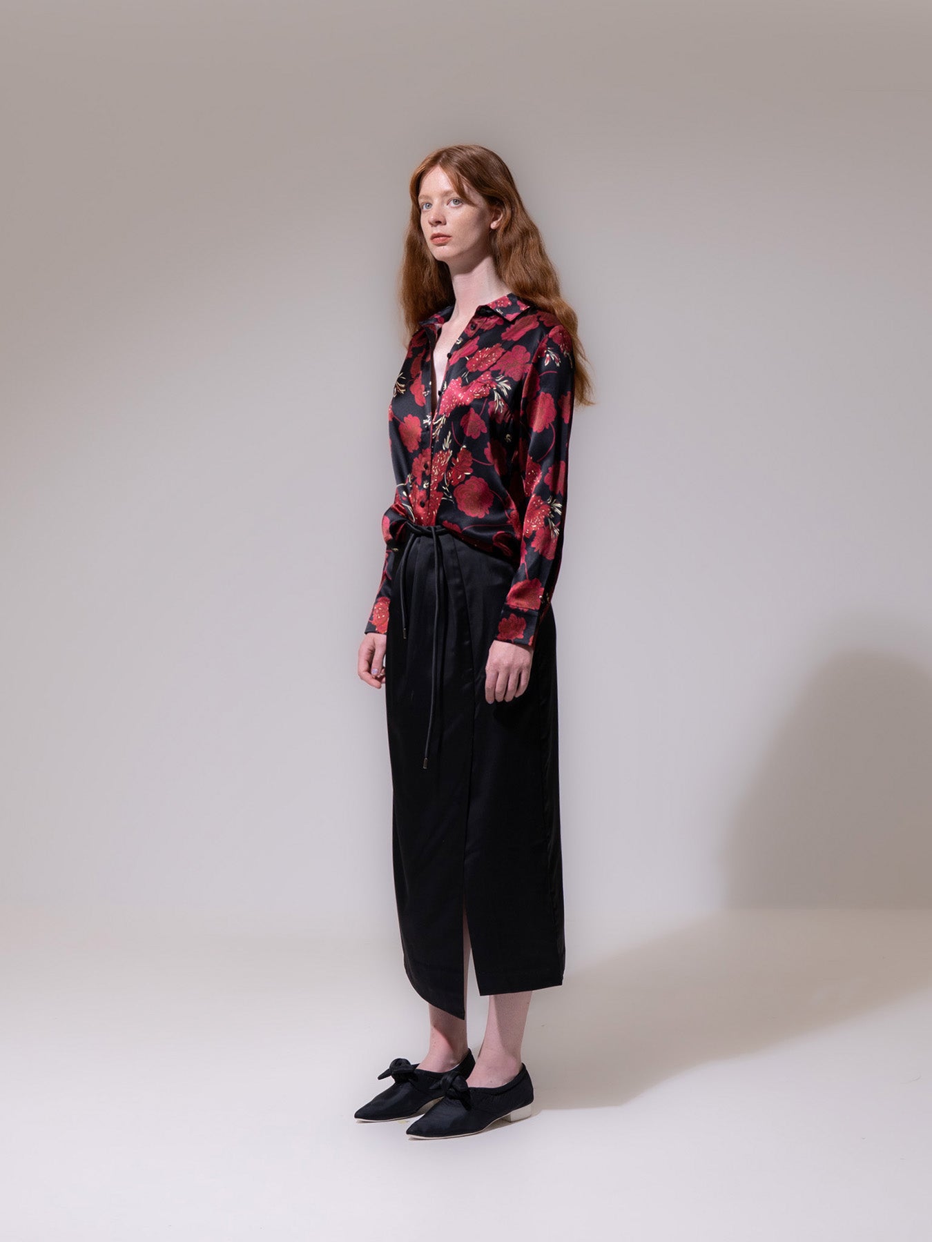 Black Wrap Around Silky Skirt