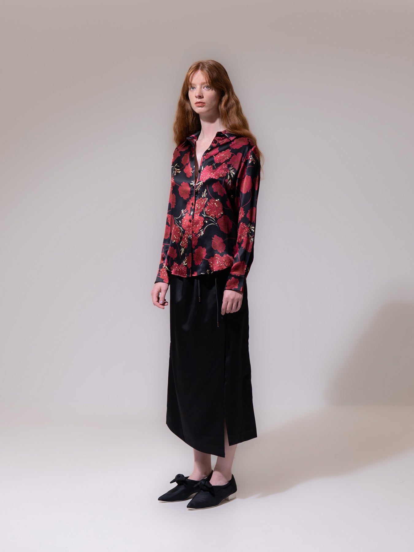 Black Wrap Around Silky Skirt