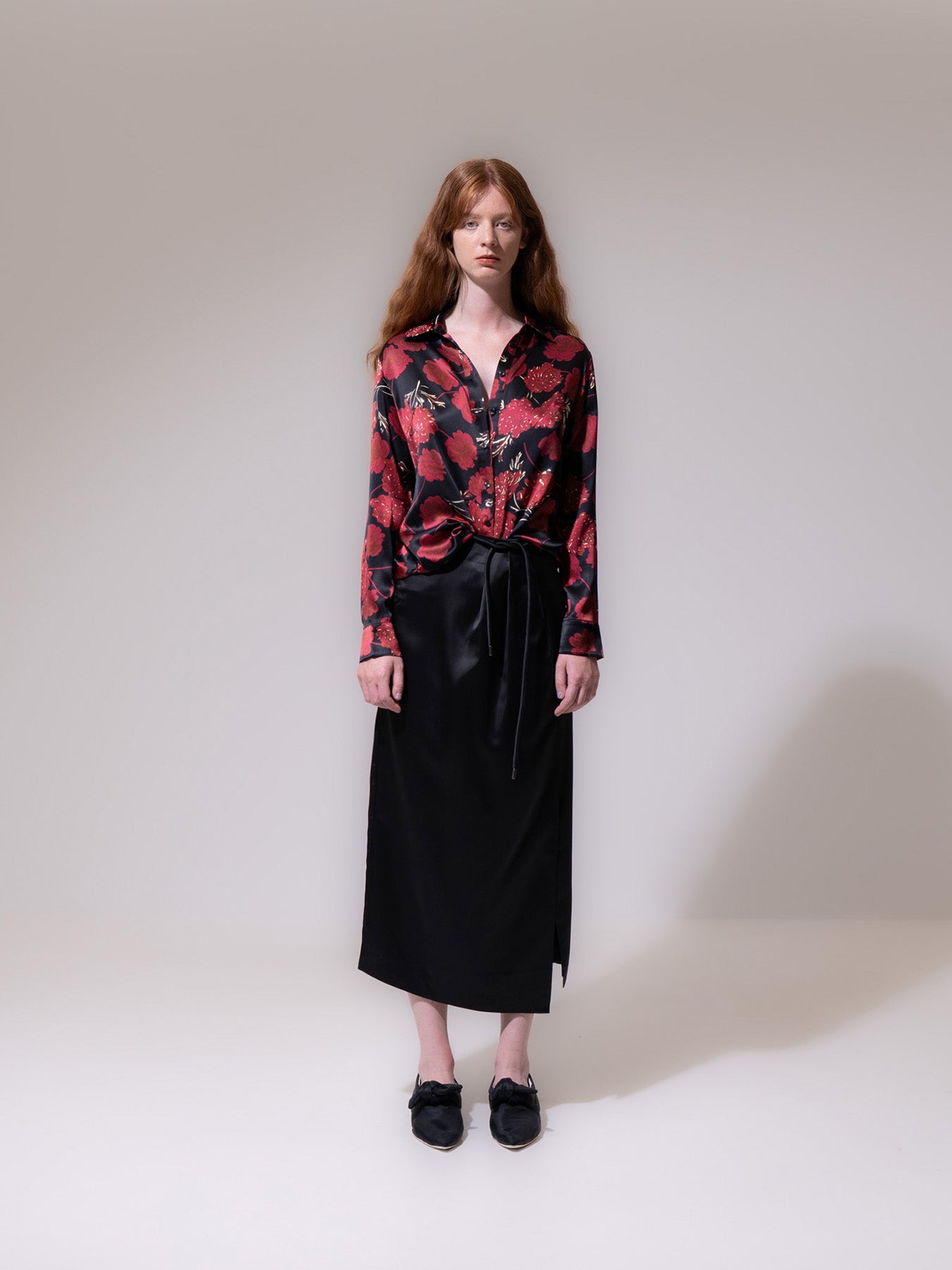 Black Wrap Around Silky Skirt