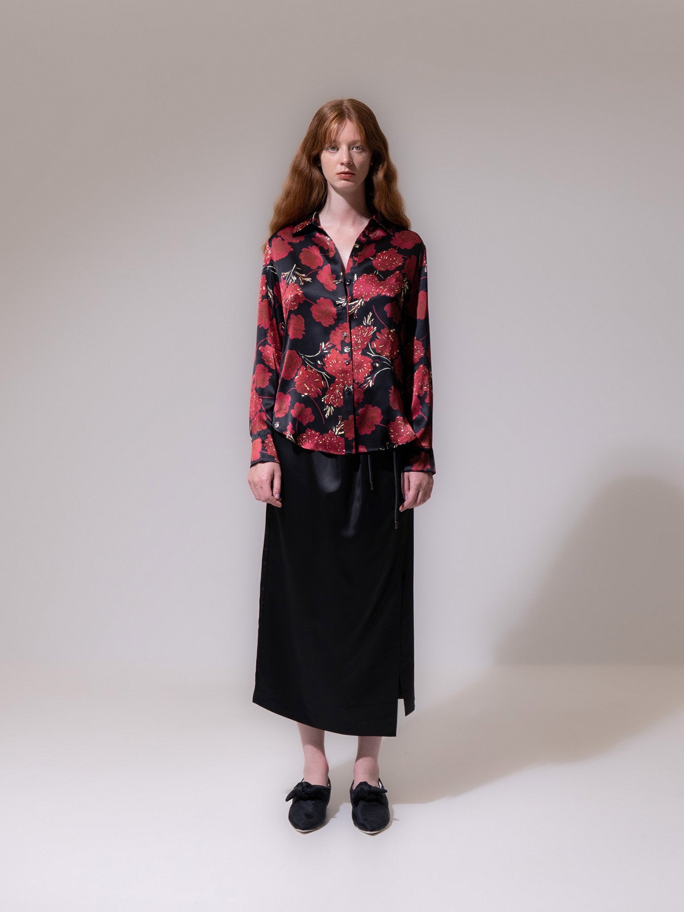 Black Wrap Around Silky Skirt