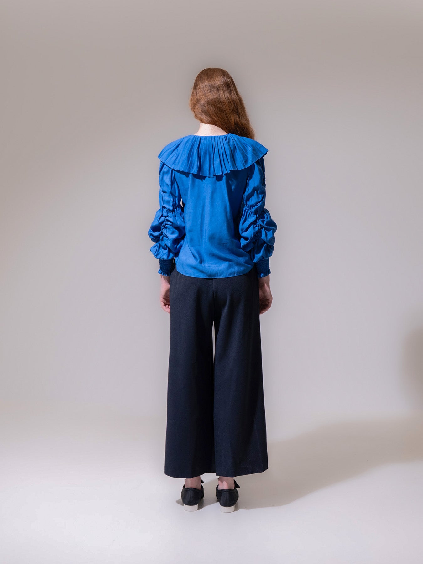 Cobalt Pleated Collar Blouse