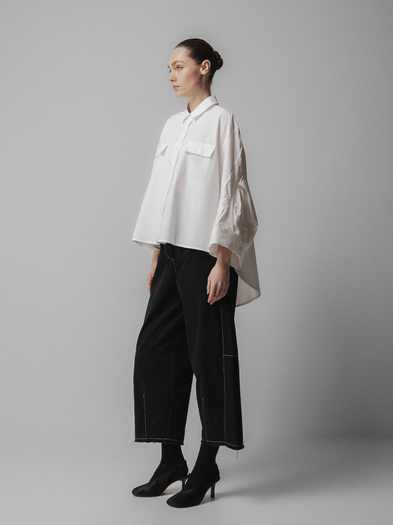 White Pintuck Sleeve Shirt