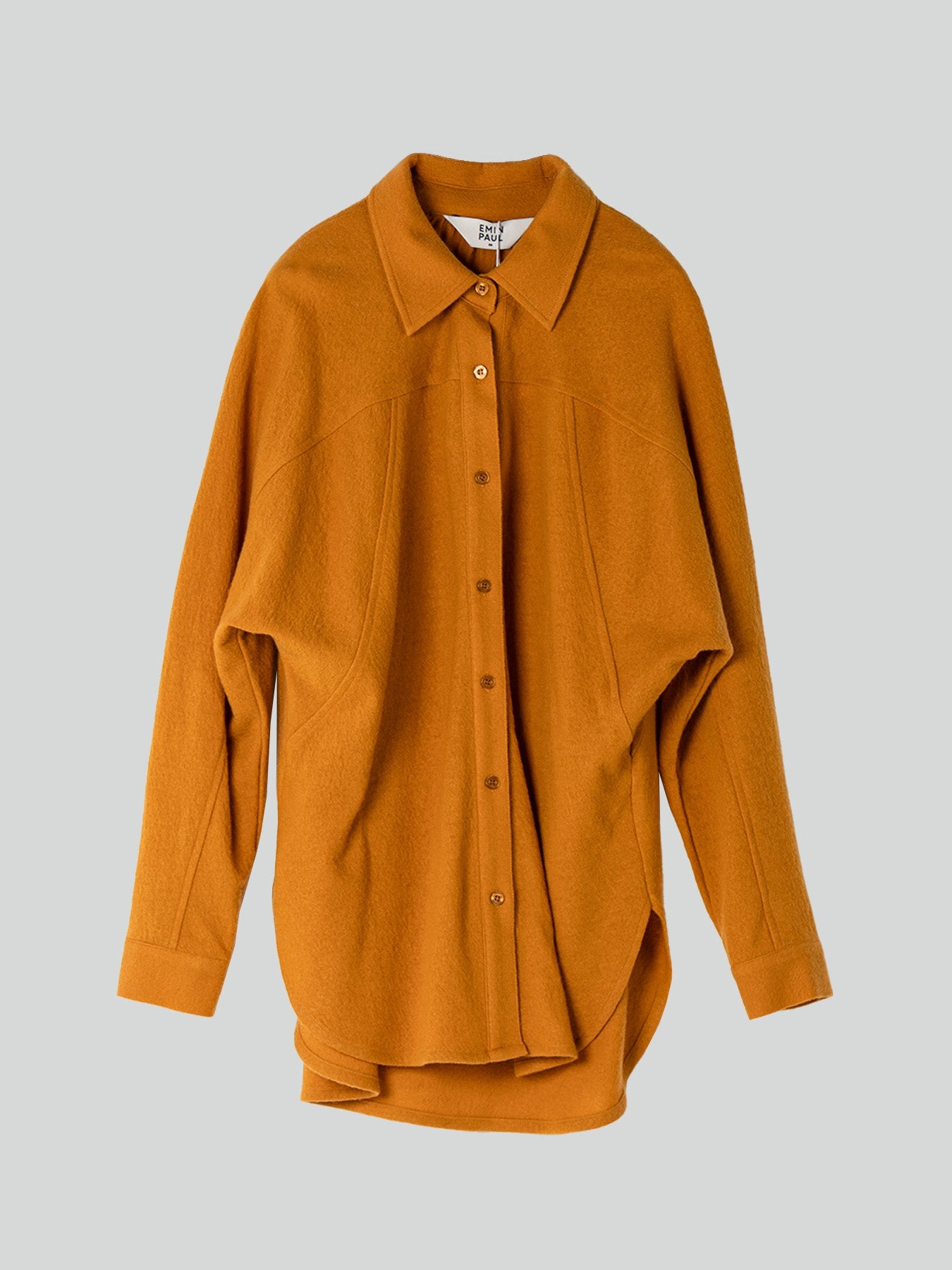 Mustard Curved Sleeve Wool Blouse