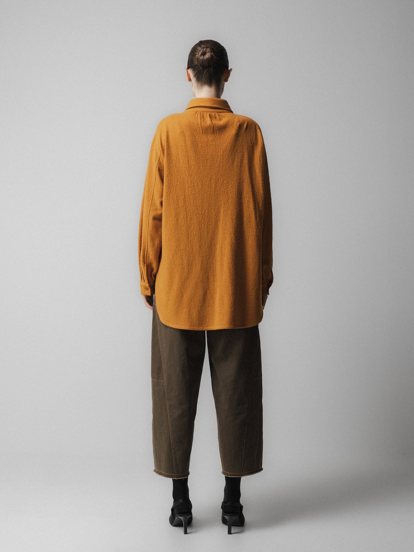 Mustard Curved Sleeve Wool Blouse