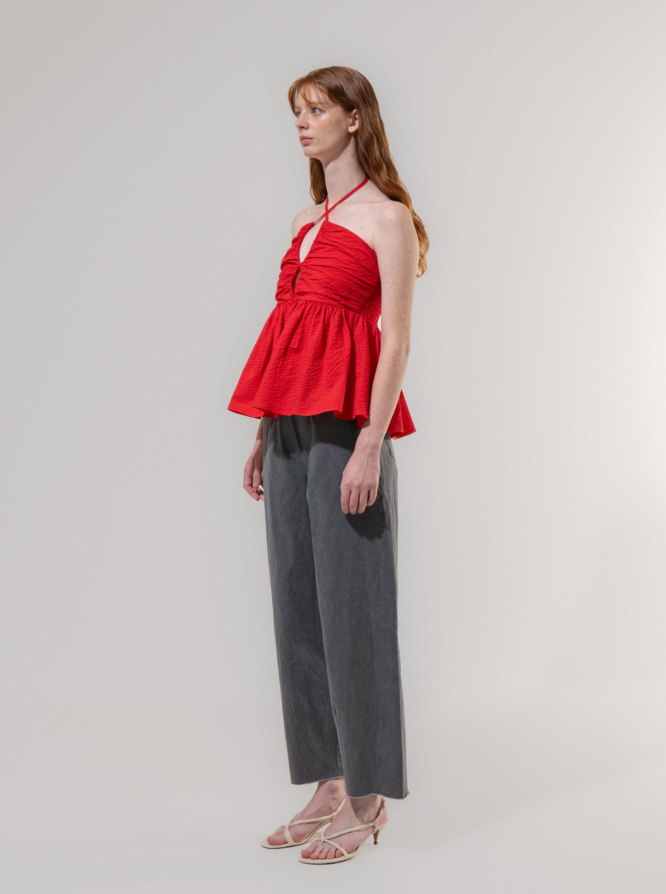 Red Shirred Halter Neck Top – EMIN + PAUL