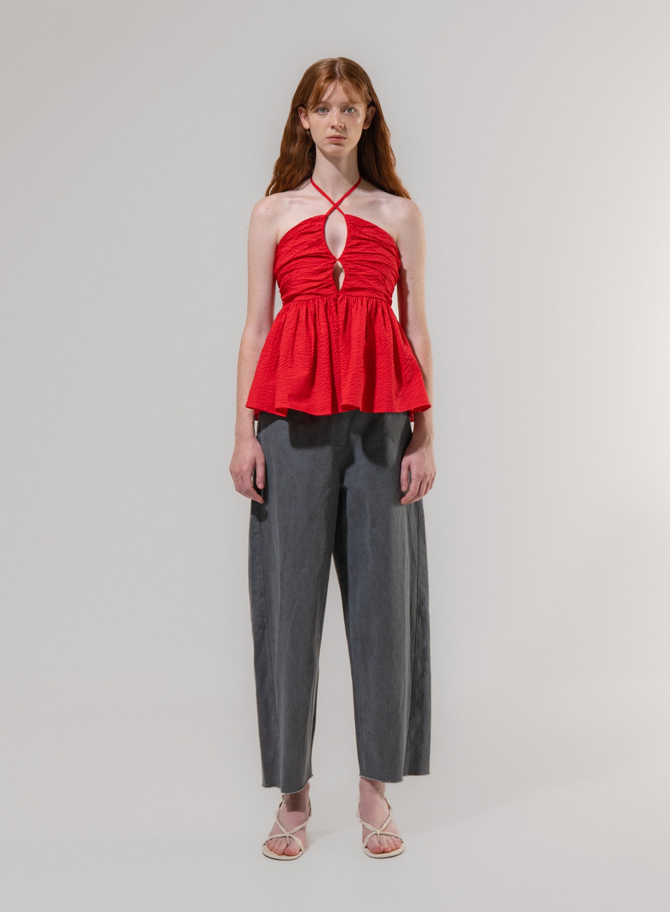 Red Shirred Halter Neck Top – EMIN + PAUL