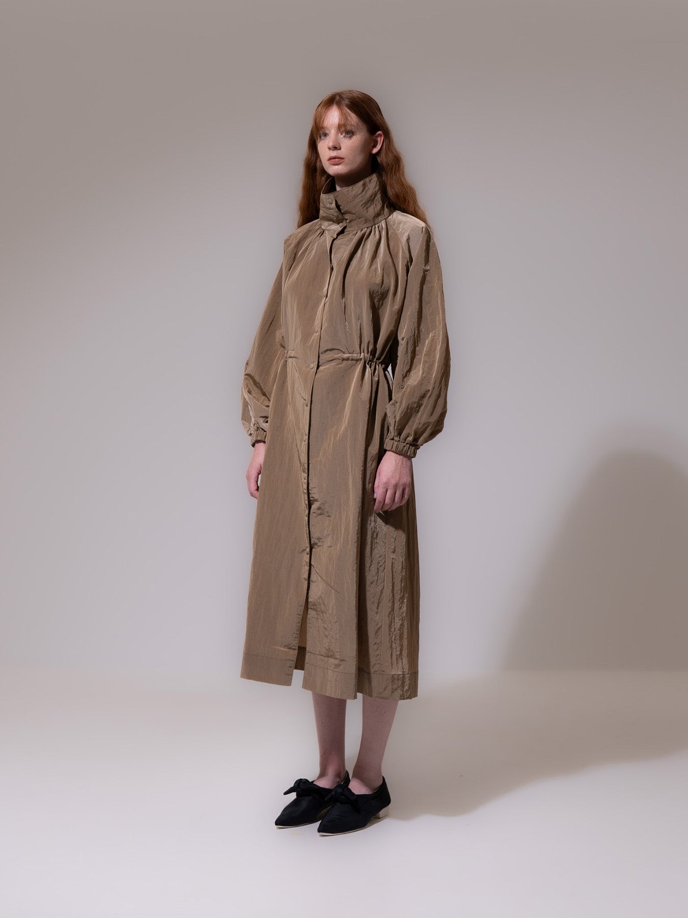 Khaki Adjustable Waist Raincoat